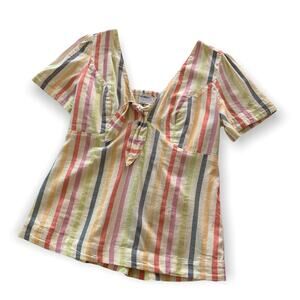 Old Navy | Multicolor Striped Tie Front Blouse Medium